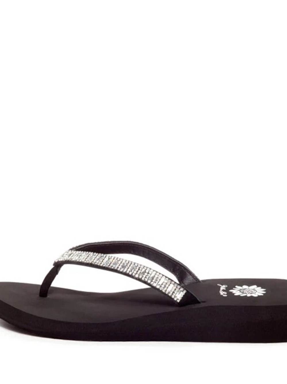 Black Rhinestone-Embellished Women's Flip Flop Sandals
